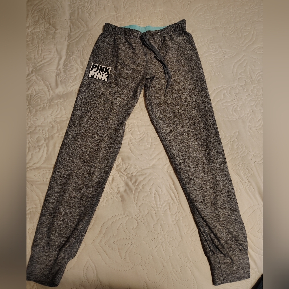 PINK Victoria's Secret Gray Jogger Sweatpants with Elastic Cuffs